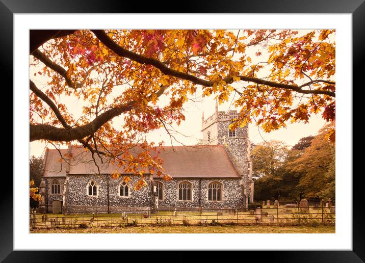 Autumn Brunch and Church Framed Mounted Print by Svetlana Sewell
