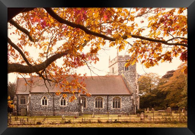 Autumn Brunch and Church Framed Print by Svetlana Sewell