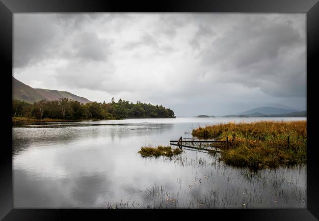 Derwentwater on a rainy day Framed Print by Robbie Spencer