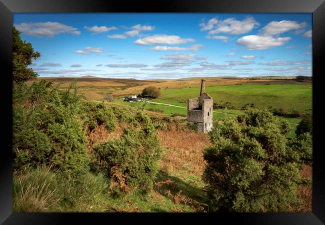 Wheal Betsy mine Dartmoor  Framed Print by Eddie John