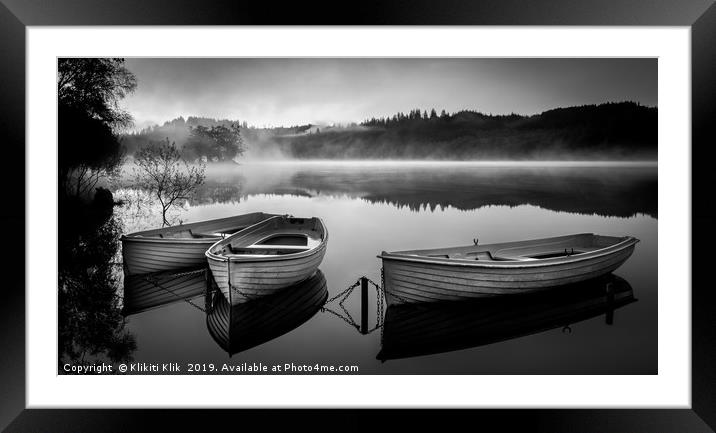 Loch Achray (Black and White) Framed Mounted Print by Angela H