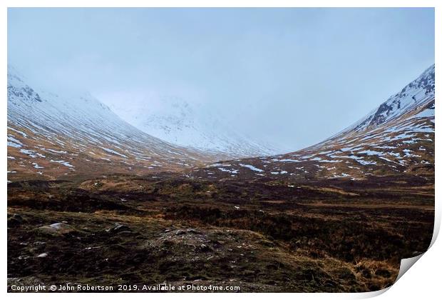 Highlands near Loch Cluanie, Scotland Print by John Robertson
