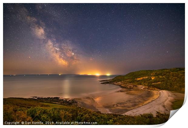 Milky Way over Pwlldu Bay, Gower Print by Dan Santillo