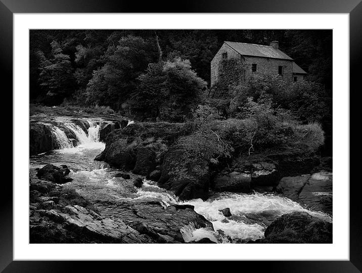CENARTH FALLS Framed Mounted Print by Anthony R Dudley (LRPS)