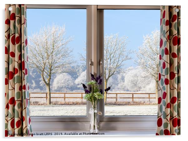 Window onto a winter snowy trees Acrylic by Simon Bratt LRPS