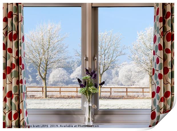 Window onto a winter snowy trees Print by Simon Bratt LRPS