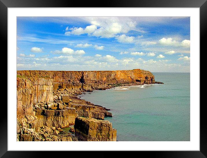 Stackpole Head.Wales. Framed Mounted Print by paulette hurley