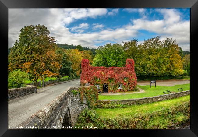Llanrwst Cottage Autumn  Framed Print by Adrian Evans