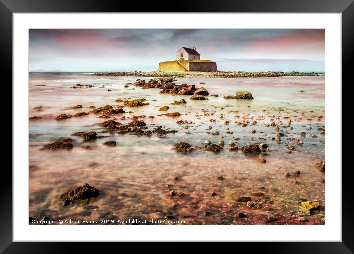 St Cwyfan Church In The Sea Framed Mounted Print by Adrian Evans