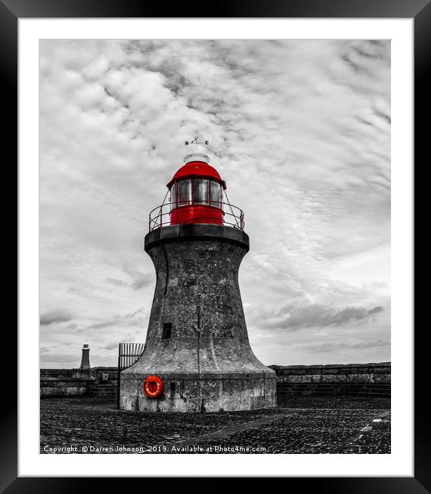 South Shields Lighthouse HDR Framed Mounted Print by Darren Johnson