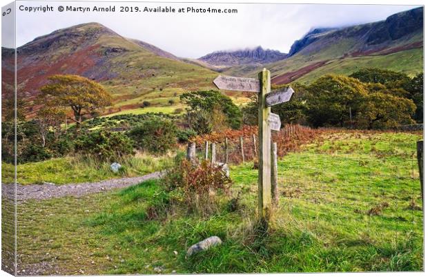 Footpath from Wast Water to Scafell Pike Canvas Print by Martyn Arnold