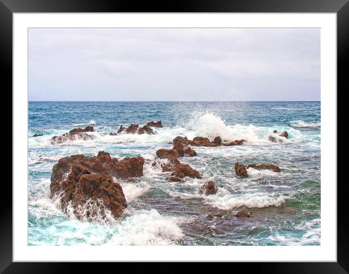 rocks and white waves Framed Mounted Print by Philip Openshaw