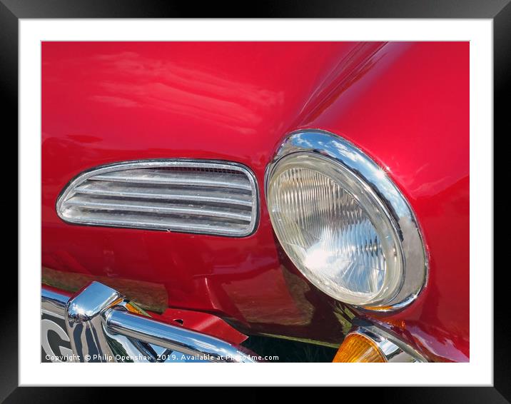 Red and Chrome - vintage VW Karmen Ghia Framed Mounted Print by Philip Openshaw