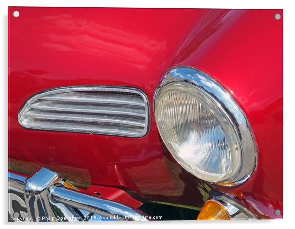 Red and Chrome - vintage VW Karmen Ghia Acrylic by Philip Openshaw