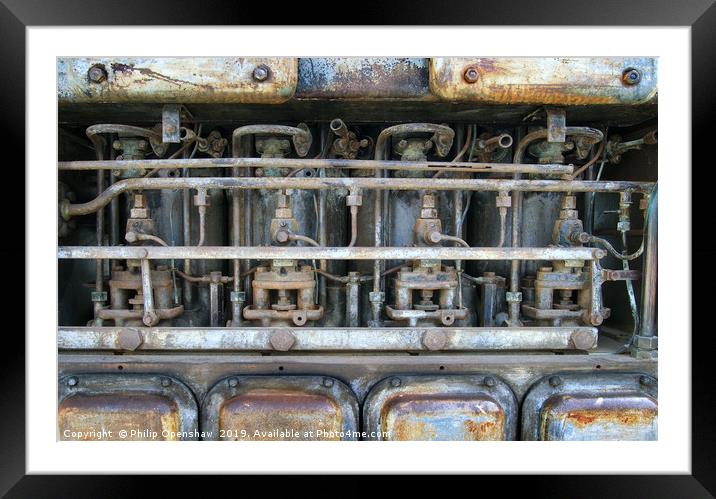 rusting vickers engine Framed Mounted Print by Philip Openshaw