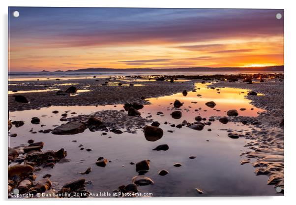 Swansea Bay Sunset Acrylic by Dan Santillo