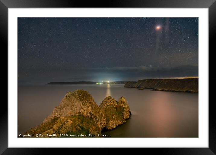 Super Blood Wolf Moon over Three Cliffs Bay, Gower Framed Mounted Print by Dan Santillo