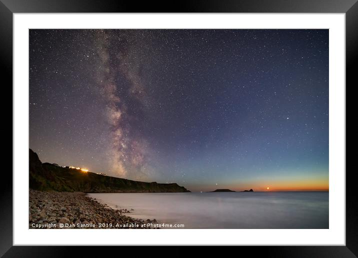Milky Way and Moonset over Rhossili Bay Framed Mounted Print by Dan Santillo