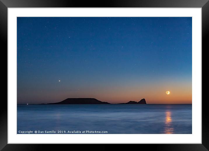 Worms Head with the Moon Setting Framed Mounted Print by Dan Santillo
