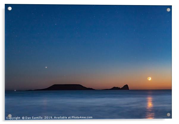 Worms Head with the Moon Setting Acrylic by Dan Santillo