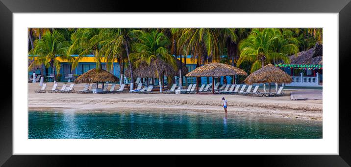 Man Alone on Tropical Resort Beach Framed Mounted Print by Darryl Brooks