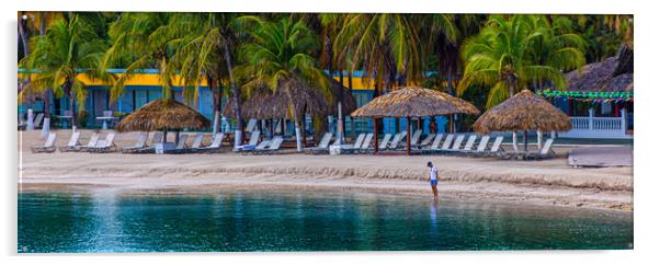 Man Alone on Tropical Resort Beach Acrylic by Darryl Brooks