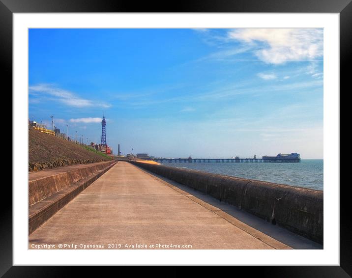 blackpool promenade - morning Framed Mounted Print by Philip Openshaw