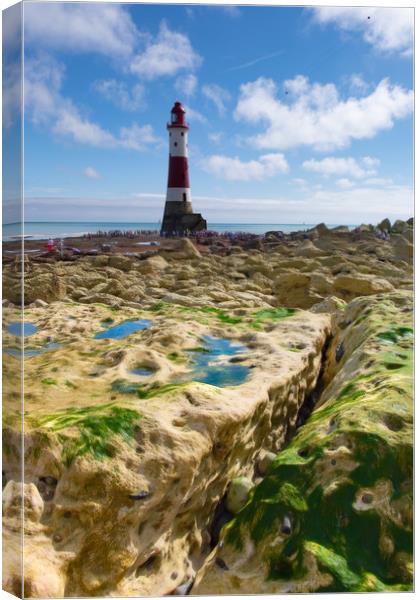 Walking To Beachy Head Lighthouse Canvas Print by LensLight Traveler