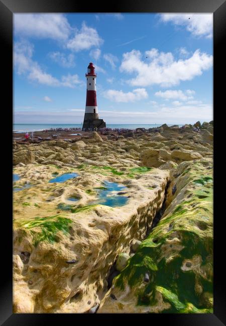 Walking To Beachy Head Lighthouse Framed Print by LensLight Traveler