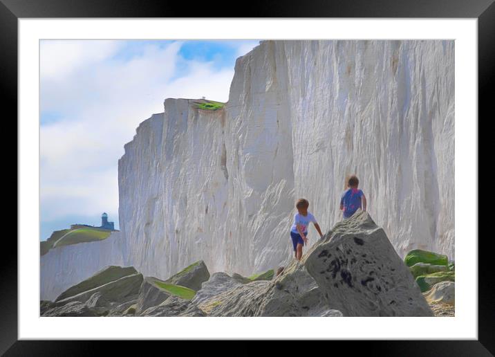 Boys On The Rocks Framed Mounted Print by LensLight Traveler