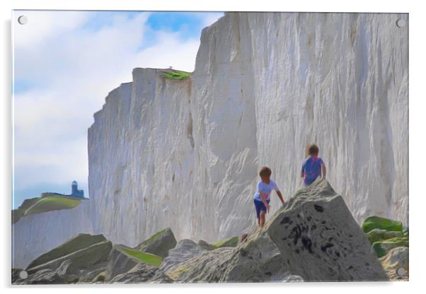 Boys On The Rocks Acrylic by LensLight Traveler