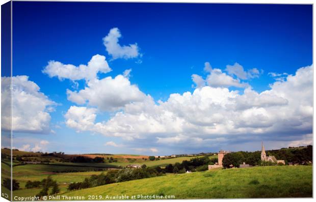 Borthwick Castle and blue skies Canvas Print by Phill Thornton