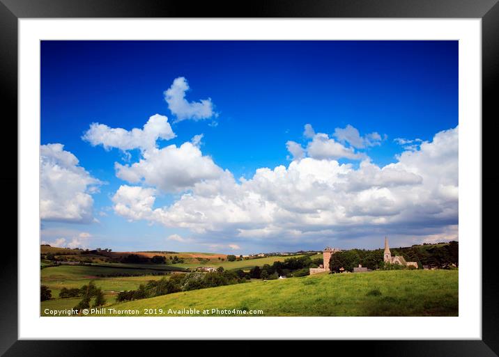 Borthwick Castle and blue skies Framed Mounted Print by Phill Thornton