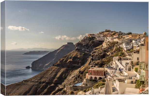 Beautiful view over Fira town Canvas Print by Naylor's Photography