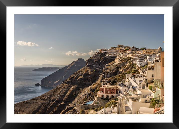 Beautiful view over Fira town Framed Mounted Print by Naylor's Photography