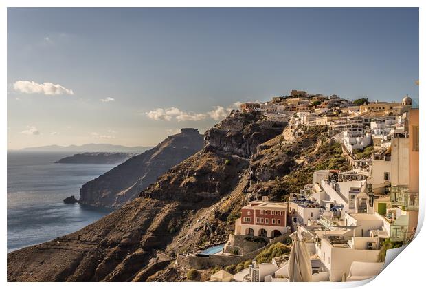 Beautiful view over Fira town Print by Naylor's Photography