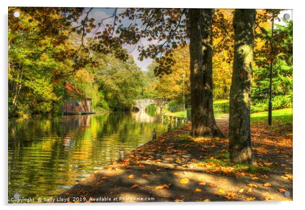 Autumnal River Wensum Norwich Acrylic by Sally Lloyd
