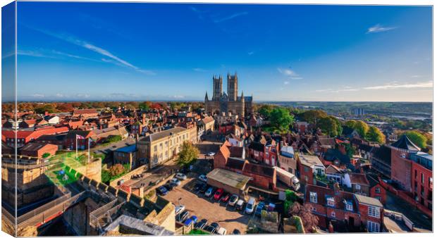 Lincoln Cathedral and the Lincolnshire countryside Canvas Print by Andrew Scott