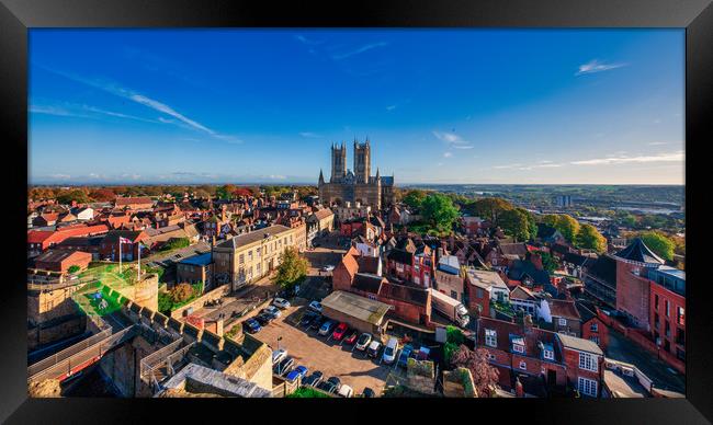 Lincoln Cathedral and the Lincolnshire countryside Framed Print by Andrew Scott