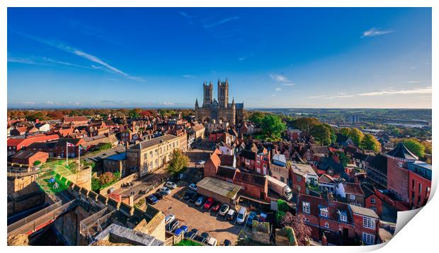 Lincoln Cathedral and the Lincolnshire countryside Print by Andrew Scott