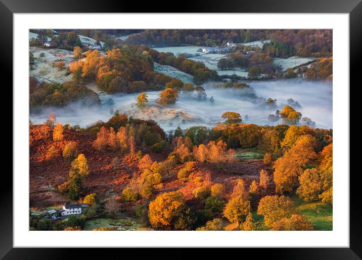 Loughrigg Autumn sunrise, Lake District Framed Mounted Print by John Finney