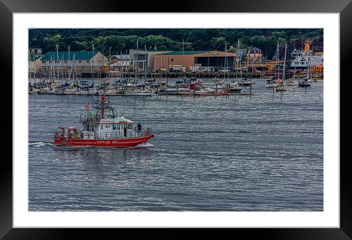 Portland Fire Boat Framed Mounted Print by Darryl Brooks