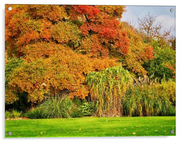 English Autumn Garden    Acrylic by Victor Burnside