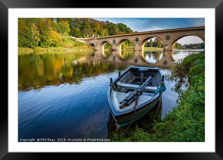 Rowing boat on the Tweed Framed Mounted Print by Phil Reay