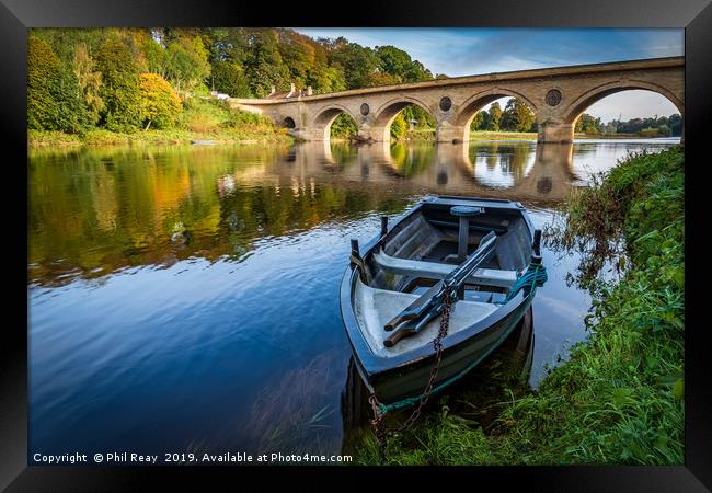 Rowing boat on the Tweed Framed Print by Phil Reay