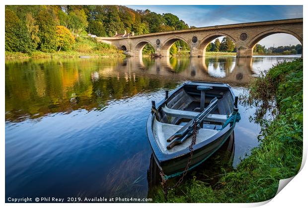 Rowing boat on the Tweed Print by Phil Reay