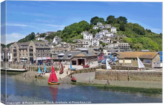 Sailing boats at Looe on a summer's day.  Canvas Print by Rosie Spooner