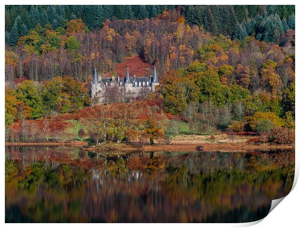 Autumn reflections on Loch Achray Print by George Robertson
