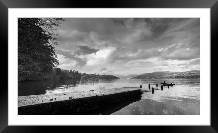 Monochrome panorama at Lake Windermere Framed Mounted Print by Jason Wells