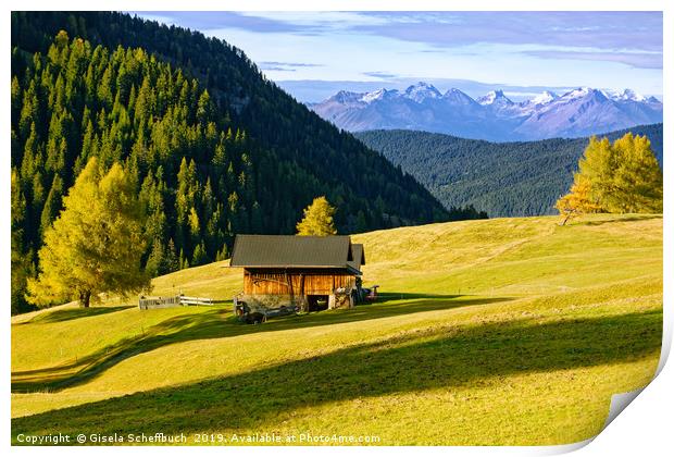 Scenery on the Alpe di Siusi Print by Gisela Scheffbuch